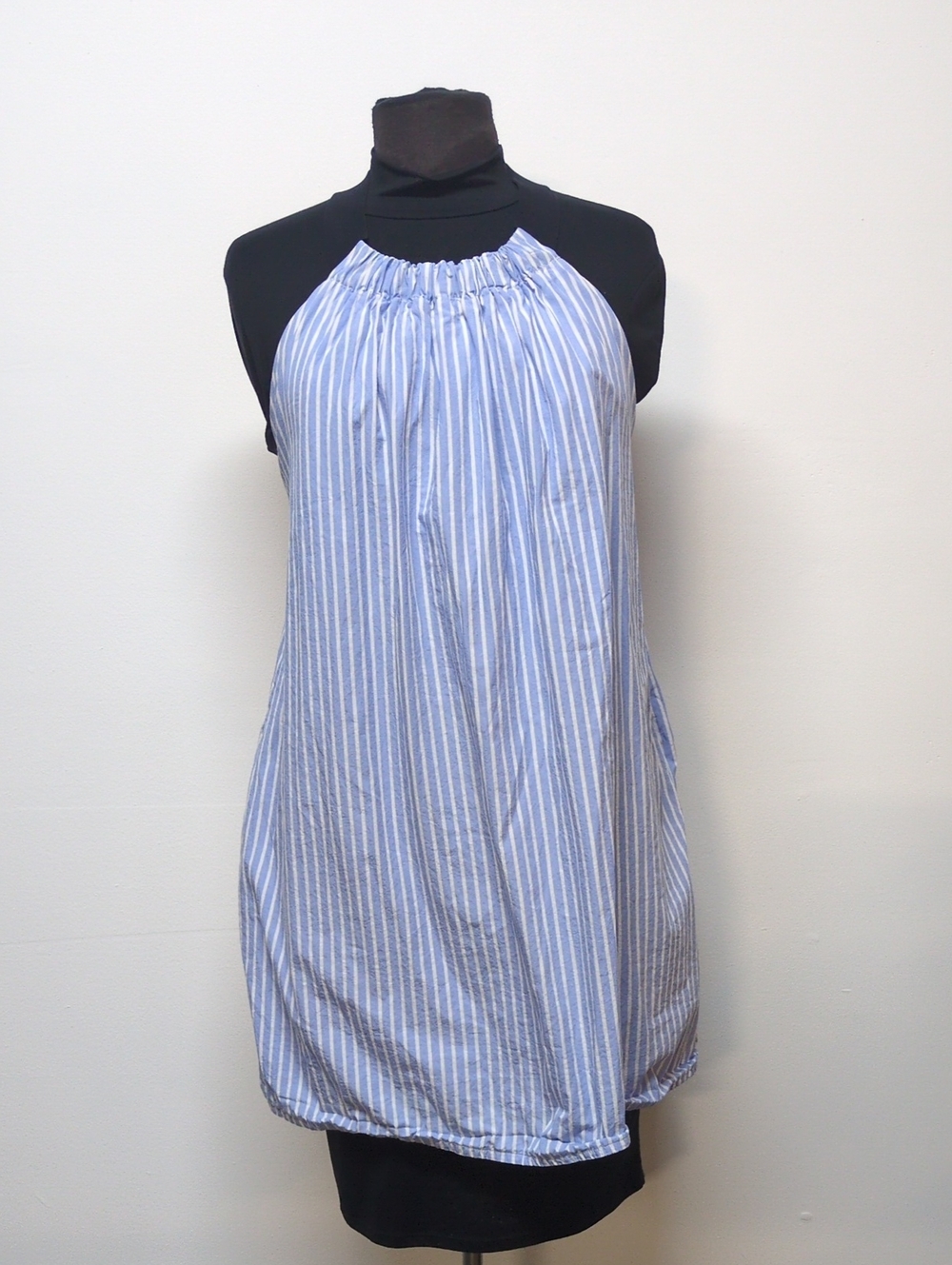 Suitangtang Preppy Nautical Modern Sundress Blue and White Stripe, Size S